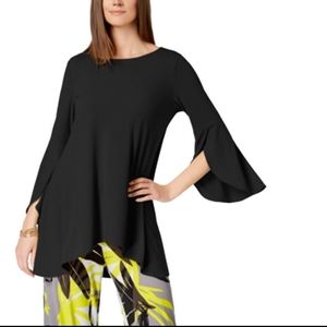 Alfani Plus Size Tulip Sleeve Black Top - 0X
